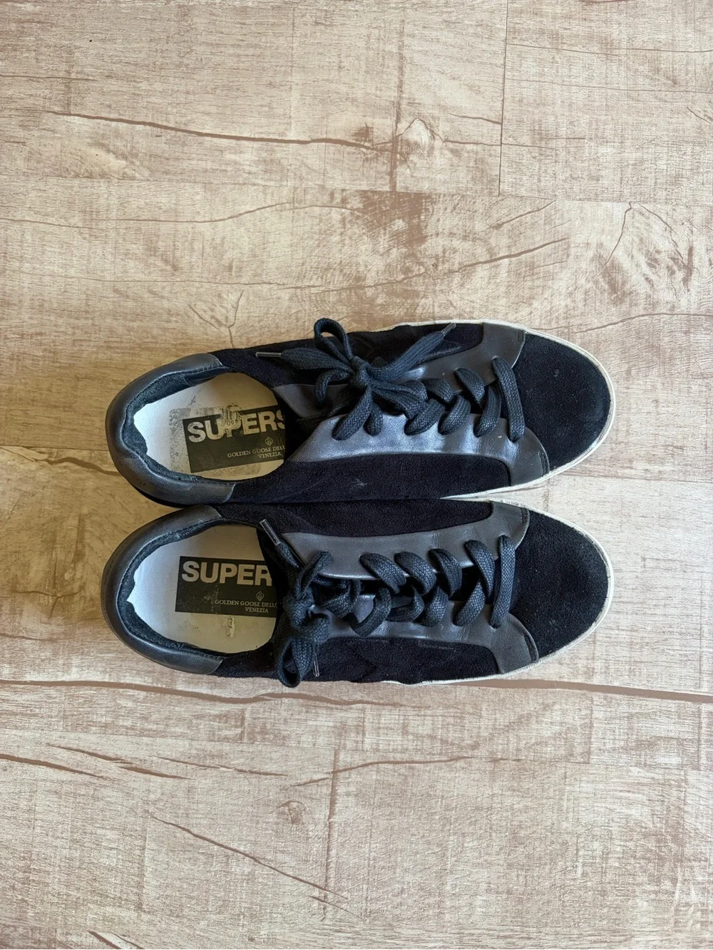 Golden Goose Black Suede Low-Top Sneakers with White Sole